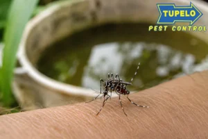 mosquito feeding on human arm